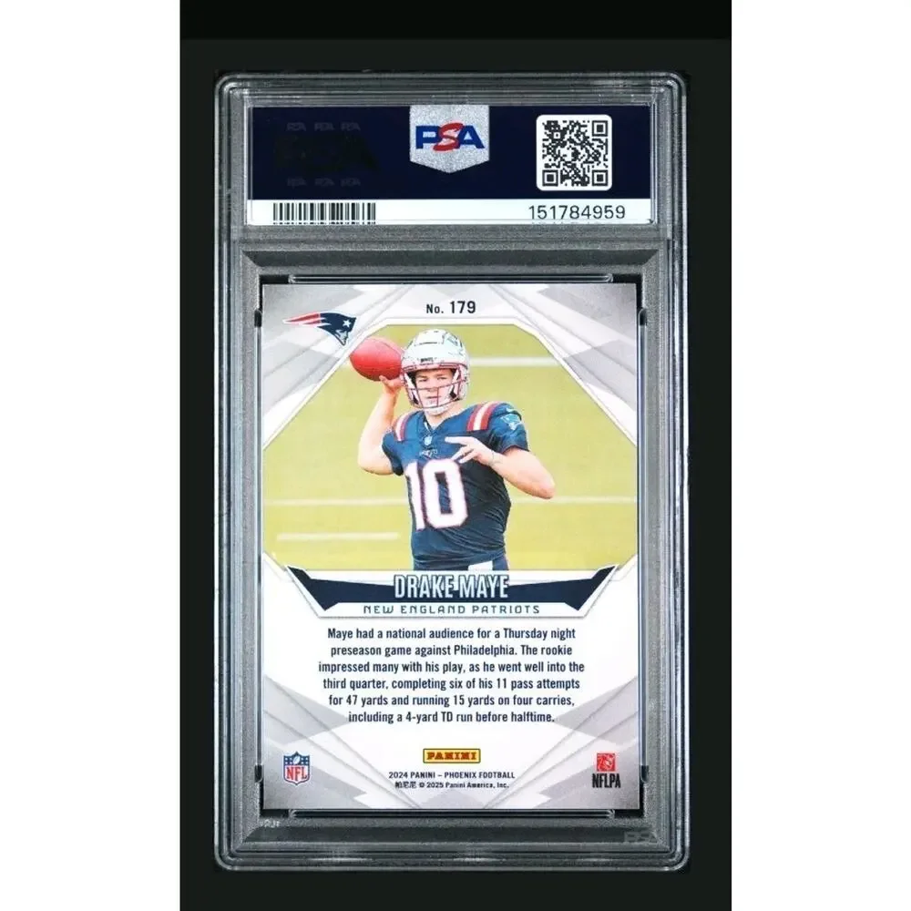 2024 PANINI PHOENIX #179 DRAKE MAYE ROOKIE RC PSA 8 NM Patriots Football Card